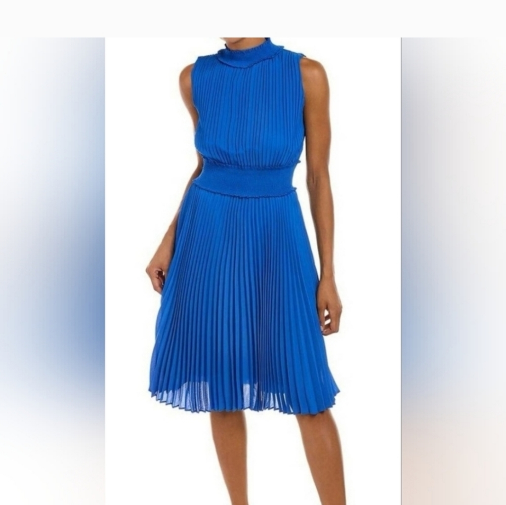 NWT Nanette Lepore cobalt accordian pleated smocked dress